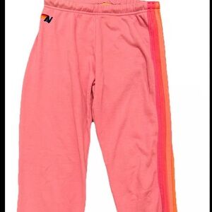 Aviator Nation 6 Stripe Sweatpants in Pink
